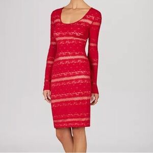 BCBGMaxAzria Red Long Sleeve Bodycon Dress